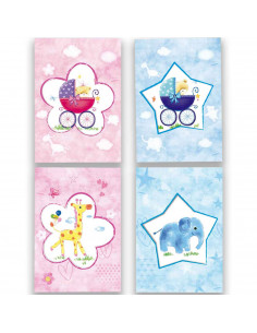 Postales color surtido para bebes en su dia de cumpleaños, primera comunion, dia de los niños u otras celebraciones. 20 x 14 x 0 2