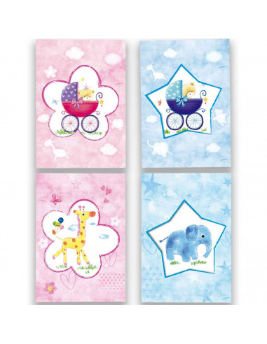 Postales color surtido para bebes en su dia de cumpleaños, primera comunion, dia de los niños u otras celebraciones. 20 x 14 x 0