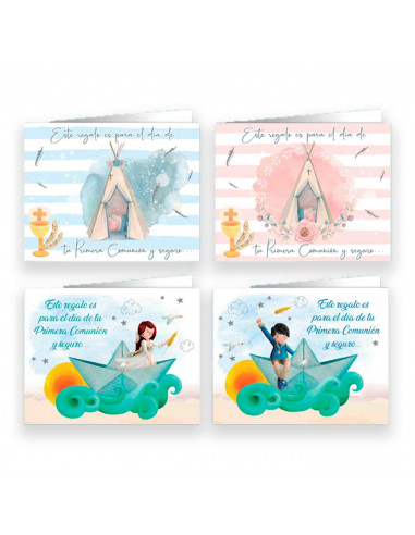 Tradineur - Billetero para celebrar la primera Comunión de los niños. Día del niño u otras celebraciones. 8,50 x 11 x 0,2 cm, di