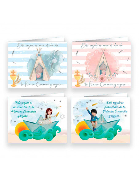 Tradineur - Billetero para celebrar la primera Comunión de los niños. Día del niño u otras celebraciones. 8,50 x 11 x 0,2 cm, di