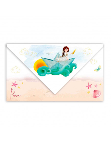 Cartas de invitaciones a la comunión de las niñas, 10 Unidades. Primera comunión, iglesia, niñas, familia. 8 x 13,5 x 1 cm