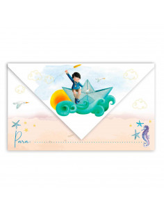 Cartas de invitaciones a la comunión de los niños, 10 Unidades. Primera comunión, iglesia, niños, familia. 8 x 13,5 x 1 cm