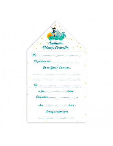 Cartas de invitaciones a la comunión de los niños, 10 Unidades. Primera comunión, iglesia, niños, familia. 8 x 13,5 x 1 cm