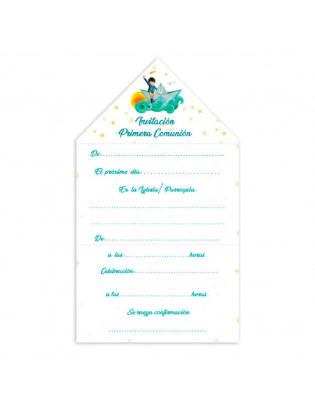 Cartas de invitaciones a la comunión de los niños, 10 Unidades. Primera comunión, iglesia, niños, familia. 8 x 13,5 x 1 cm