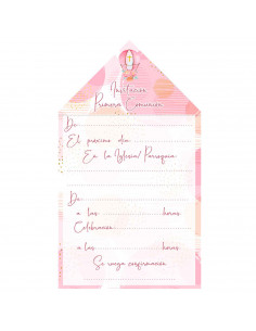 Cartas de invitaciones a la comunión de chicas, 10 Unidades. Primera comunion, iglesia, niñas, familia. 8 x 13,5 x 1 cm 2