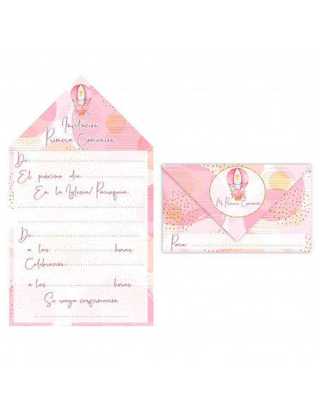 Cartas de invitaciones a la comunión de chicas, 10 Unidades. Primera comunion, iglesia, niñas, familia. 8 x 13,5 x 1 cm
