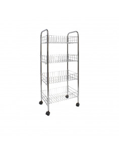 Carro verdulero de cocina metálico, 4 bandejas, estantería con ruedas para almacenamiento de frutas, verduras, gris, 84 x 40 x 2