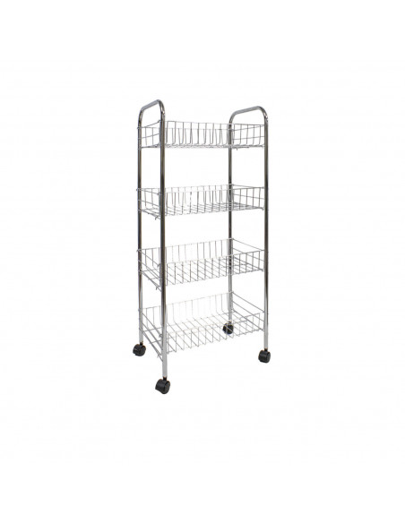 Carro verdulero de cocina metálico, 4 bandejas, estantería con ruedas para almacenamiento de frutas, verduras, gris, 84 x 40 x 2