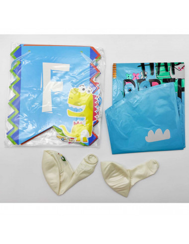 Set de guirnalda con globos coloridos de látex, feliz cumpleaños, dinosaurios, niños, fiestas, celebraciones (21 piezas, 3,8 met