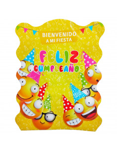 Piñata de cartón con emoticonos, feliz cumpleaños, para rellenar con golosinas, chuches, niños, decoración infantil para fiestas