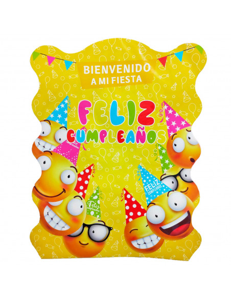 Piñata de cartón con emoticonos, feliz cumpleaños, para rellenar con golosinas, chuches, niños, decoración infantil para fiestas