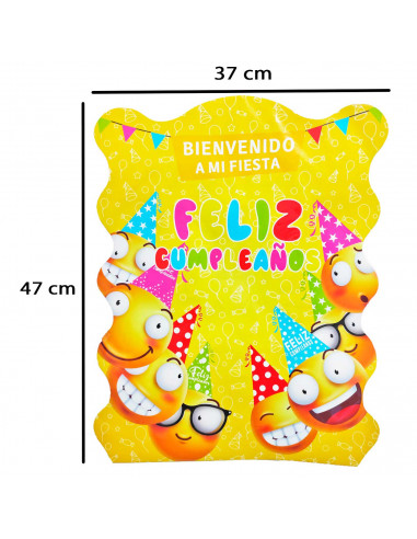 Piñata de cartón con emoticonos, feliz cumpleaños, para rellenar con golosinas, chuches, niños, decoración infantil para fiestas