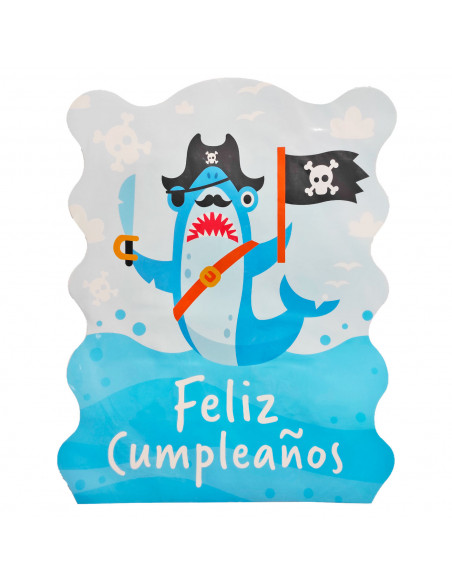 Piñata tiburón pirata de cartón, feliz cumpleaños, para rellenar con golosinas, chuches, niños, decoración infantil para fiestas