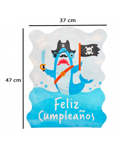 Piñata tiburón pirata de cartón, feliz cumpleaños, para rellenar con golosinas, chuches, niños, decoración infantil para fiestas 2