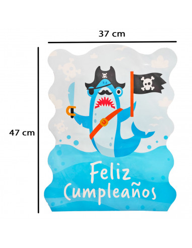 Piñata tiburón pirata de cartón, feliz cumpleaños, para rellenar con golosinas, chuches, niños, decoración infantil para fiestas
