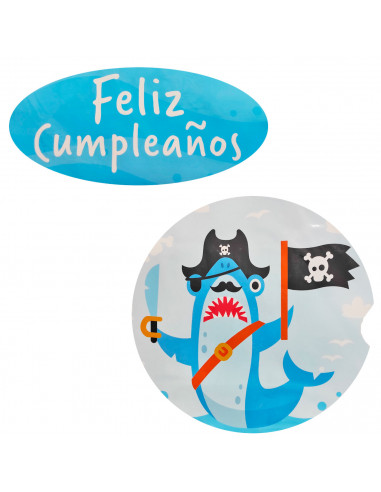 Piñata tiburón pirata de cartón, feliz cumpleaños, para rellenar con golosinas, chuches, niños, decoración infantil para fiestas