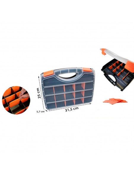 Tradineur - Maletín Organizador con asa y separadores N.º 26 - Fabricado en Plástico - Diversos Compartimentos - Almacenamiento