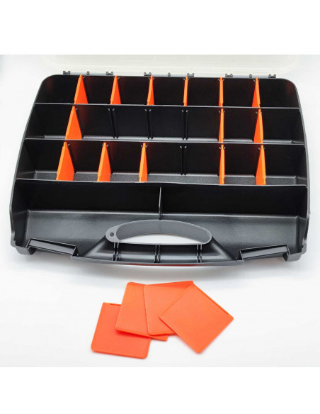 Tradineur - Maletín Organizador con asa y separadores N.º 27 - Fabricado en Plástico - 23 Compartimentos - Almacenamiento de her