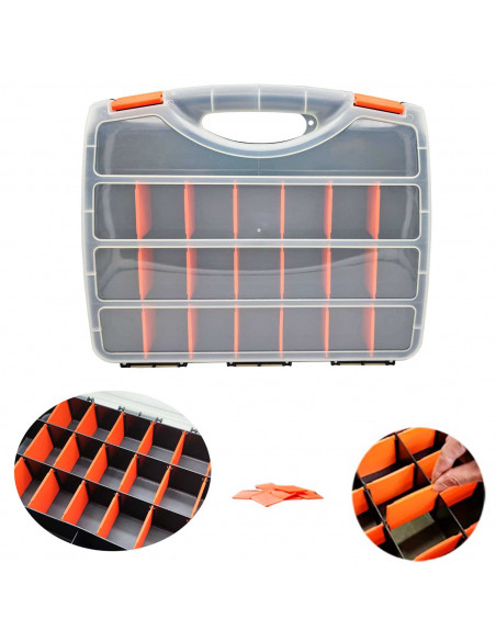 Tradineur - Maletín Organizador con asa y separadores N.º 27 - Fabricado en Plástico - 23 Compartimentos - Almacenamiento de her