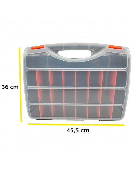 Tradineur - Maletín Organizador con asa y separadores N.º 28 - Fabricado en Plástico - 26 Compartimentos - Almacenamiento de her