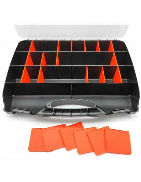 Tradineur - Maletín Organizador con asa y separadores N.º 28 - Fabricado en Plástico - 26 Compartimentos - Almacenamiento de her