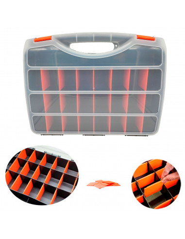 Tradineur - Maletín Organizador con asa y separadores N.º 28 - Fabricado en Plástico - 26 Compartimentos - Almacenamiento de her