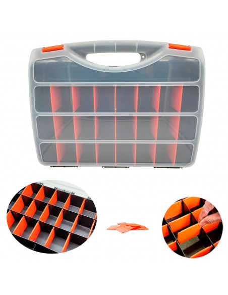 Tradineur - Maletín Organizador con asa y separadores N.º 28 - Fabricado en Plástico - 26 Compartimentos - Almacenamiento de her