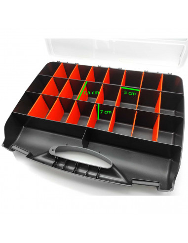 Tradineur - Maletín Organizador con asa y separadores N.º 28 - Fabricado en Plástico - 26 Compartimentos - Almacenamiento de her