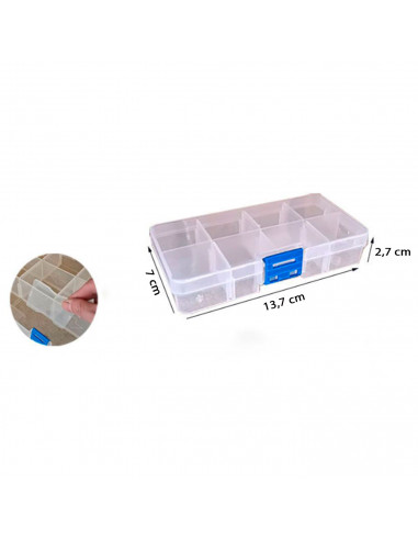 Caja organizadora multiusos nº 19 de plástico con separadores, 8 compartimentos, almacenaje de tornillos, tuercas, accesorios pe