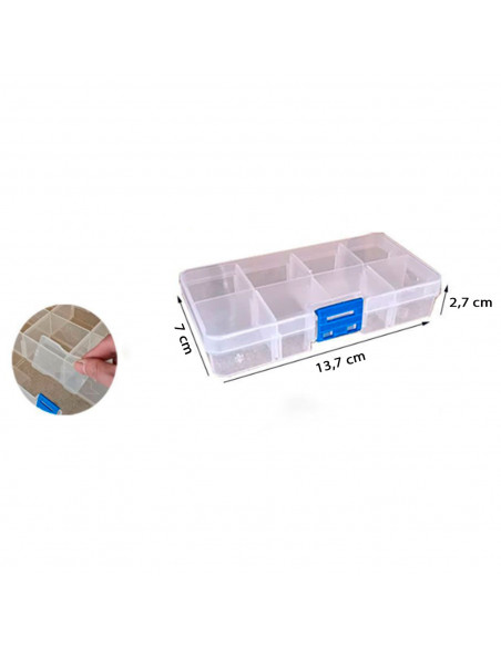 Caja organizadora multiusos nº 19 de plástico con separadores, 8 compartimentos, almacenaje de tornillos, tuercas, accesorios pe