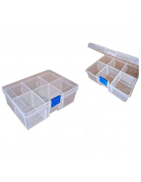 Caja organizadora de plástico nº 20, multiusos, con separadores, 6 compartimentos, almacenaje de tornillos, tuercas, accesorios