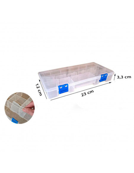 Caja organizadora multiusos nº 22 con separadores, plástico, 15 compartimentos, almacenaje de tornillos, tuercas, accesorios pes