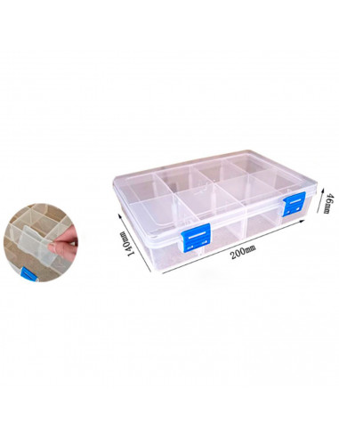 Caja organizadora multiusos nº 21 con separadores, 8 compartimentos, plástico, almacenaje de tornillos, tuercas, accesorios pesc