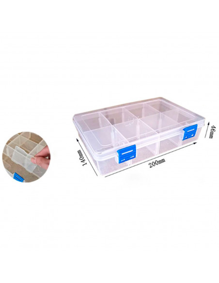 Caja organizadora multiusos nº 21 con separadores, 8 compartimentos, plástico, almacenaje de tornillos, tuercas, accesorios pesc