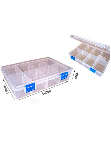 Caja organizadora multiusos nº 21 con separadores, 8 compartimentos, plástico, almacenaje de tornillos, tuercas, accesorios pesc
