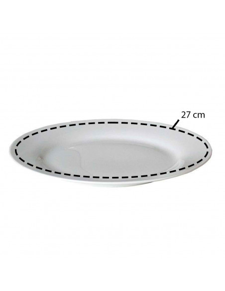 Plato llano "Balta" fabricado en porcelana, ideal para servir postres o aperitivos, apto para lavavajillas. 2,5 x 27 cm (alto x