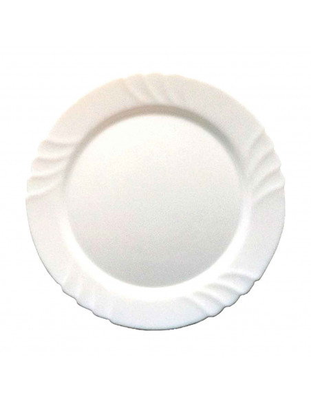 Fuente redonda llana "Ebro" fabricada en vidrio opal, ideal para servir postres o aperitivos, apto para lavavajillas. 2 x 32 cm