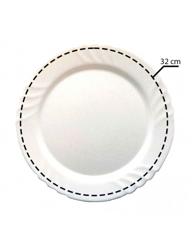 Fuente redonda llana "Ebro" fabricada en vidrio opal, ideal para servir postres o aperitivos, apto para lavavajillas. 2 x 32 cm
