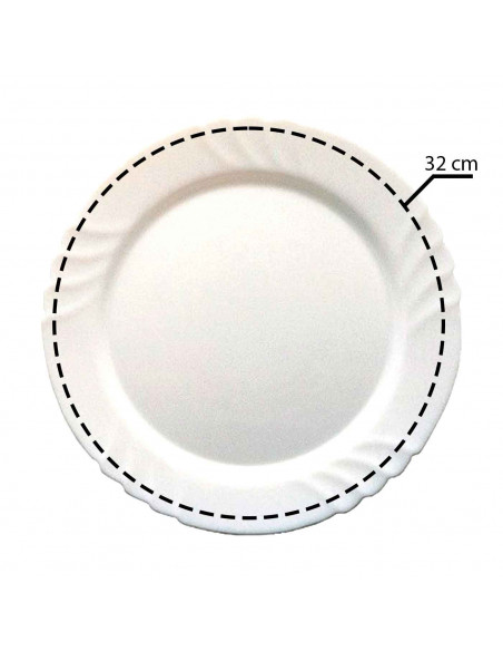 Fuente redonda llana "Ebro" fabricada en vidrio opal, ideal para servir postres o aperitivos, apto para lavavajillas. 2 x 32 cm