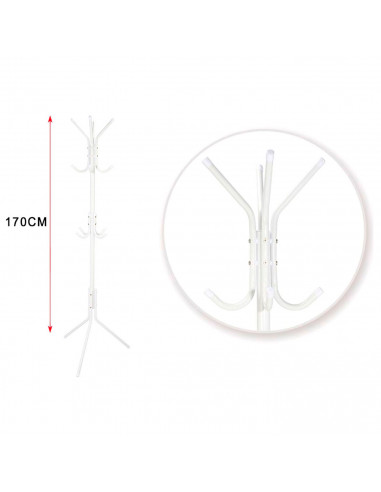 Tradineur - Perchero metálico de pie, 12 ganchos, soporte minimalista para abrigos, sombreros, bolsos, recibidor, oficina, hogar