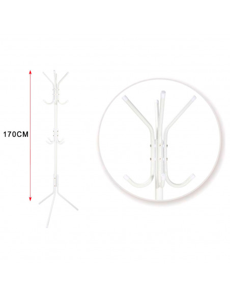 Tradineur - Perchero metálico de pie, 12 ganchos, soporte minimalista para abrigos, sombreros, bolsos, recibidor, oficina, hogar