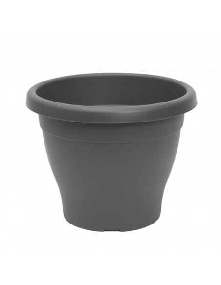 Tradineur - Maceta de plástico mediterránea, color gris, diámetro 25 cm, macetero para jardín exterior, terraza, balcón e interi