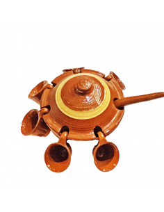 Tradineur - Mini Juego de queimada de barro artesanal, modelo mini individual, artesanía tradicional gallega, incluye cuenco, 6 2