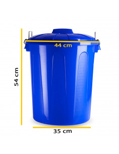 Tradineur - Cubo de basura de plástico con asas metálicas, contenedor de residuos, papelera con tapa, reciclaje, industrial, fab 2
