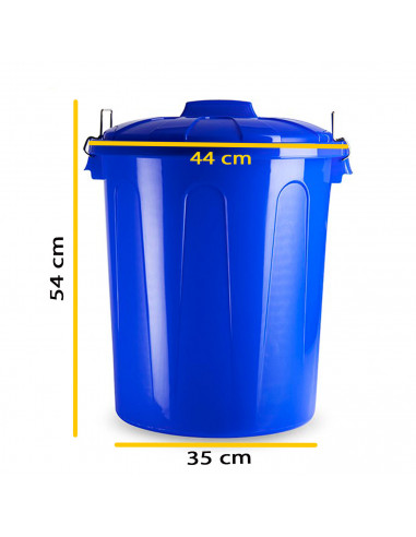 Tradineur - Cubo de basura de plástico con asas metálicas, contenedor de residuos, papelera con tapa, reciclaje, industrial, fab