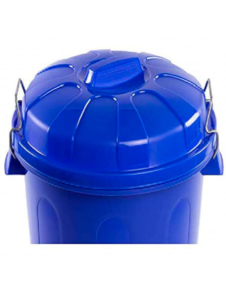 Tradineur - Cubo de basura de plástico con asas metálicas, contenedor de residuos, papelera con tapa, reciclaje, industrial, fab