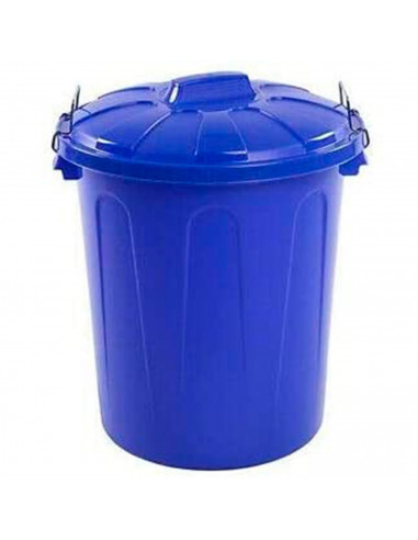 Tradineur - Cubo de basura de plástico con asas metálicas, contenedor de residuos, papelera con tapa, reciclaje, industrial, fab