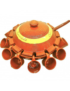 Tradineur - Juego de queimada de barro con tapa 12 tazas y cucharón, artesanía gallega tradicional, fabricado a mano, marrón, id
