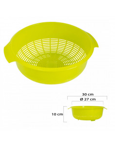 Tradineur - Escurreverduras de plástico con asas, colador, cesta de drenaje de frutas, verduras, pasta, cocina, Ø 27 cm, color a 2