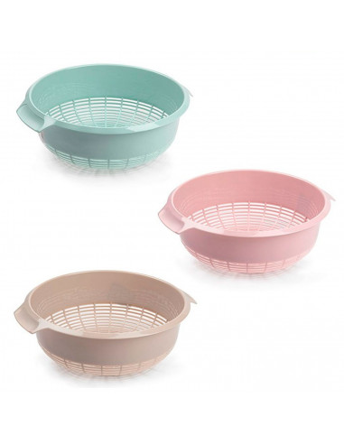 Tradineur - Escurreverduras de plástico con asas, colador, cesta de drenaje de frutas, verduras, pasta, cocina, Ø 27 cm, color a